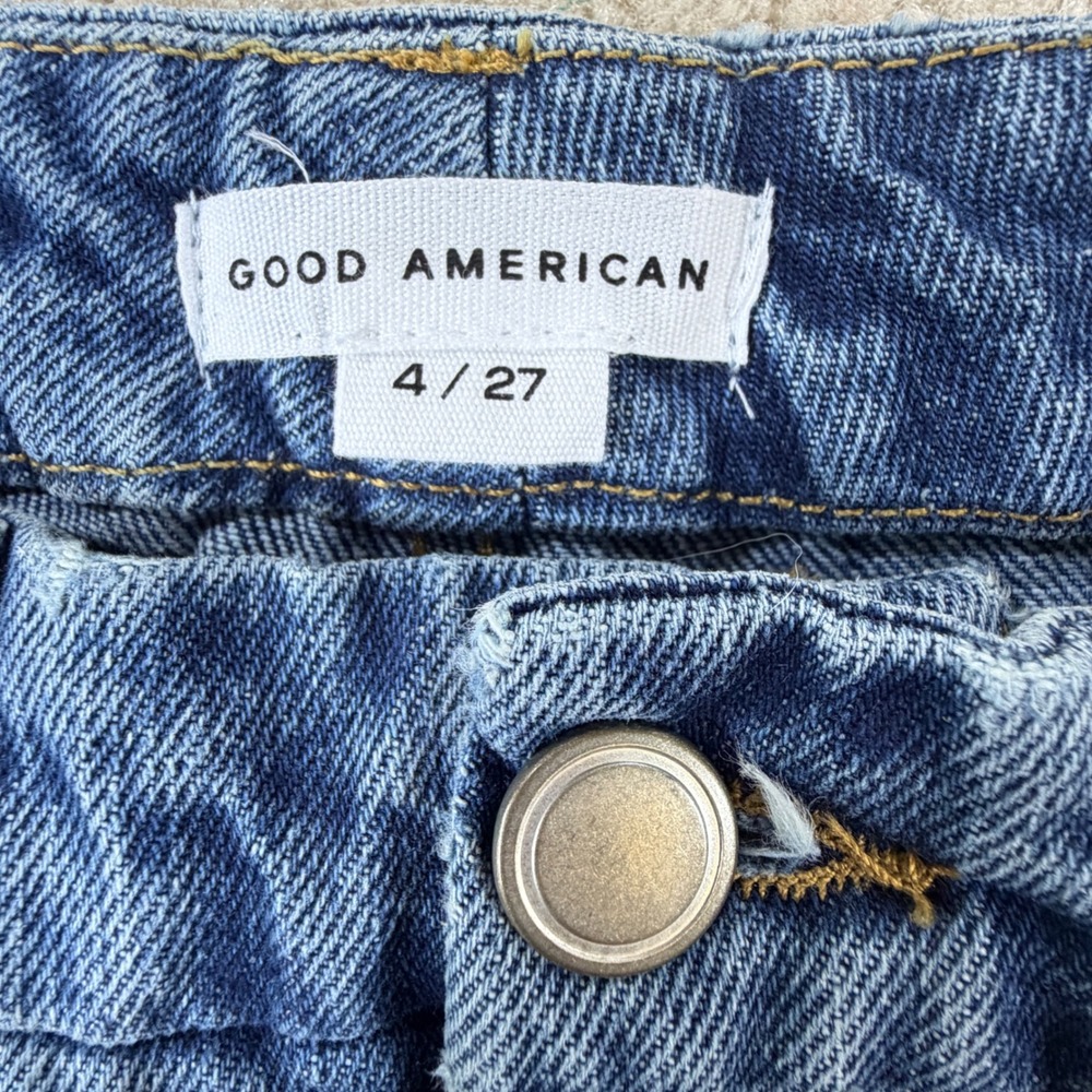 Good American Good Boy Jeans NWT Womens 4 Side Fray High Rise Straight Leg Curvy - Picture 7 of 10